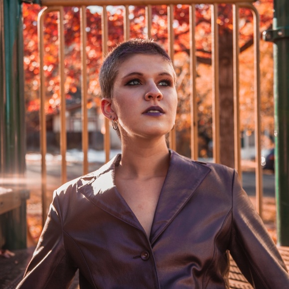 Bernardo Metallic Leather Purple Blazer - Picture 4 of 7